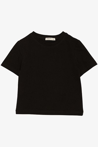 Breeze Tricou de bază negru pentru fete 9-14 ani - Mărimea curea