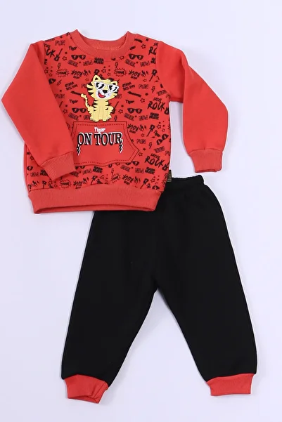 HÇM 3 Yarn Tracksuit Set for Baby Boy - Tiger Print A48