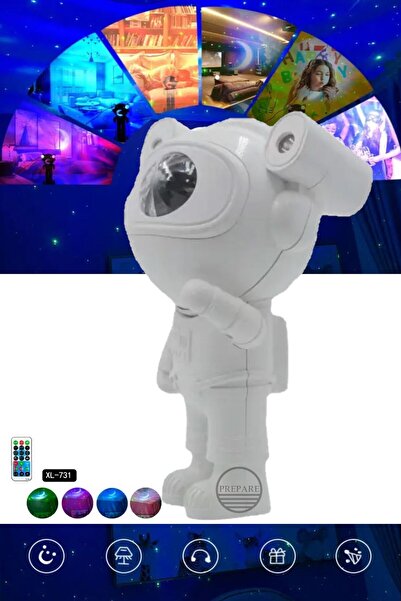 PREPARE Mini Astronot Galaksi Işık Projektör Led Işıklı Gece Lambalı Yıldızlı Bluetooth Hoparlör Müzik Çalar
