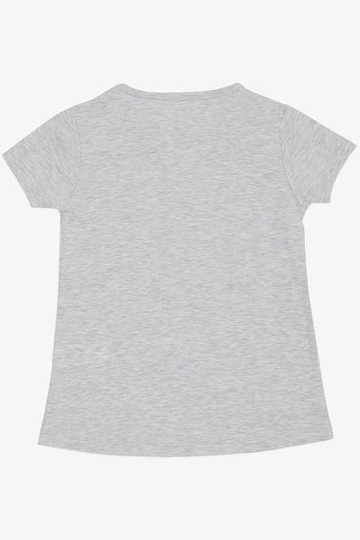 Breeze Tricou pentru fetiță cu flori și text imprimat 6-12 ani, culoare gri deschis