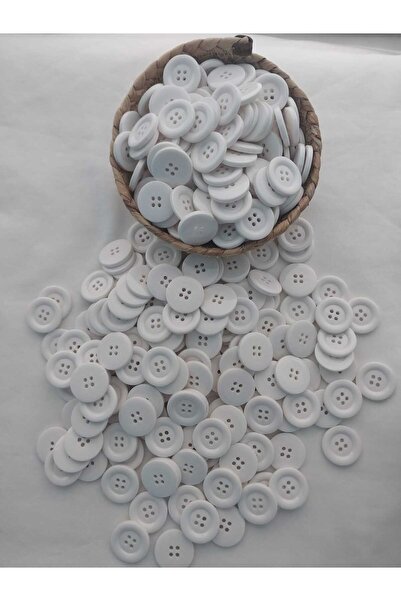 Tasarım لون أبيض زر بوليستر قطر 3 سم 20 قطعة.