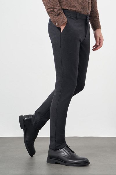 İmza Dark Navy Blue Stretchy Casual Comfort Fit Chino Pants with Side Pockets 1003245158