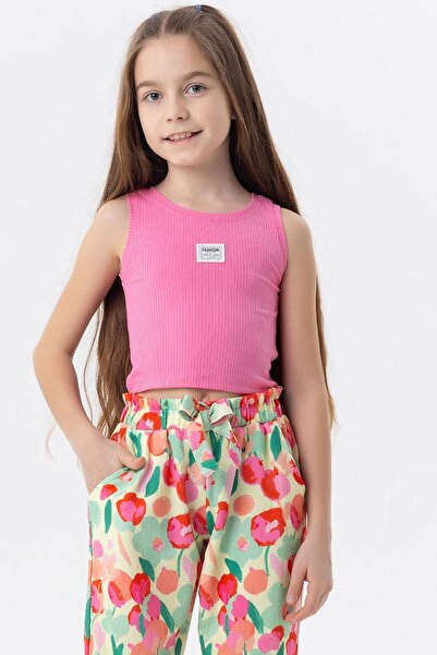 Breeze Дівчача майка на бретельках з гербом і камінцями, 9-14 років, фуксія