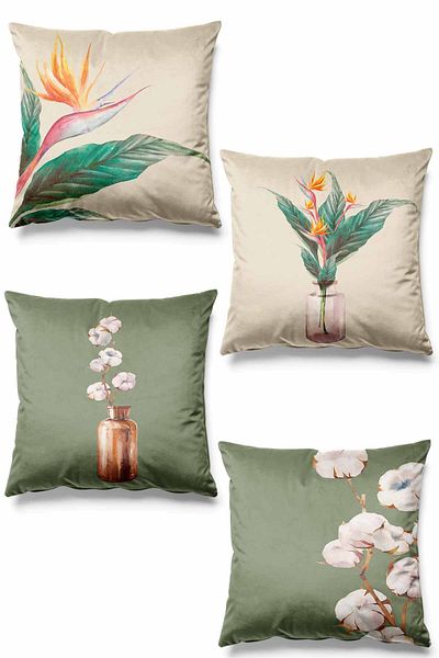 Pilloveland Set de 4 huse de pernă din piele intoarsa cu model Starlite imprimate pe doua fete