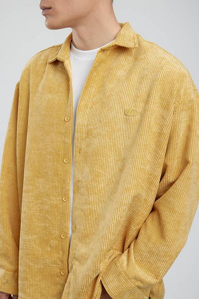 NOMARC Μουσταρδί Oversize Corduroy πουκάμισο
