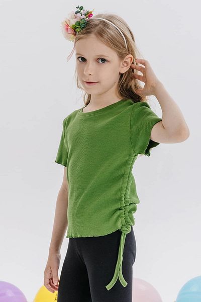 Breeze Tricou pentru fetiță cu părțile strânse, 8-14 ani, verde kaki