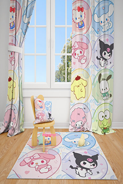 dekomingo Sanrio Baloncuk Дитяча кімната Фон Завіса - 2 крила