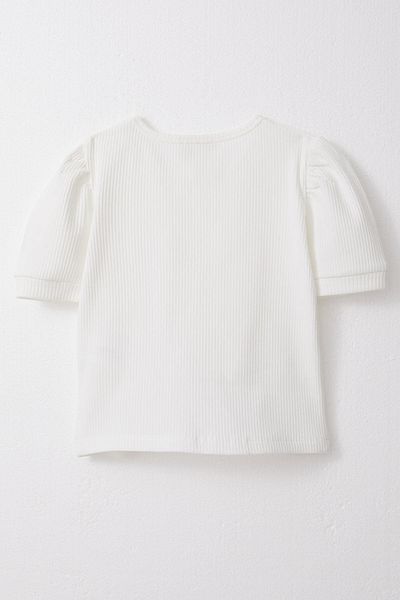 Breeze Λευκό Crop T-Shirt - Κοιλιά με λεπτομέρεια, Κορίτσια, 8-14 ετών