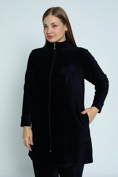 İntensive Γυναικείο σετ αθλητικής φόρμας Navy Blue Plus με μακρυμάνικο βαμβακερό πέτρινο λεπτομέρεια με βελούδινο κάτω μέρος