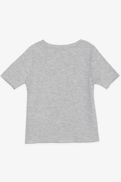 Breeze Κοριτσίστικο T-Shirt με κεντημένο κείμενο τυπωμένο 8-14 ετών, γκρι μελανζέ