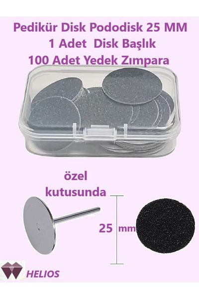 Helios 25 mm Pedicure Disc - 1 Piece 100 Pieces for Pumice, Head and Sanding Special Box