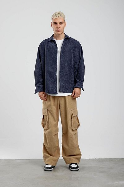 NOMARC Μπλε Oversize Corduroy πουκάμισο