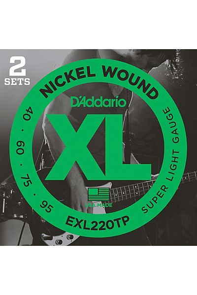 Daddario Exl220Tp (2 Set) Bass Guitar String Set, Xl, 40-95, Long Scale,