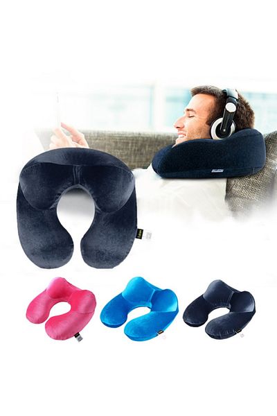 Choice U-Shape Travel Pillow for Airplane Inflatable Neck Pillow Travel Accessories 4Colors Comfortable ...