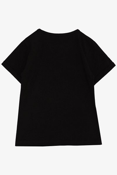 Breeze Tricou pentru fetiță cu text cu strasuri și imprimat inimă 8-14 ani, negru