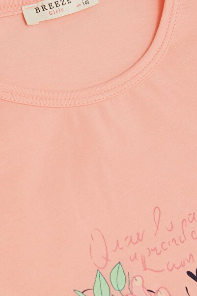 Breeze Girl's T-Shirt Butterfly Printed 10-16 Years, Salmon