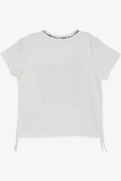 Breeze Κοριτσίστικο T-Shirt Letter Printed Glitter Side Gathered 9-14 ετών, εκρού