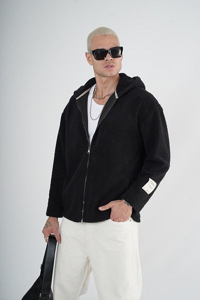 Butik Mold cu fermoar cu glugă supradimensionată unisex de pluș