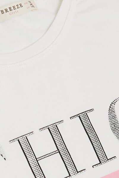 Breeze Дівчача футболка з довгими рукавами, з блискітками та принтом, 9-14 років, екрю