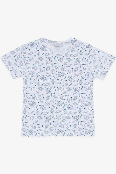 Macawi 1.5-5 Years Boy's White Space Themed Shorts Set