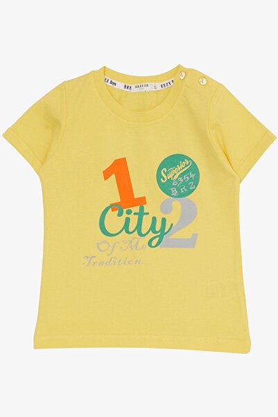 Breeze 1-4 Years Boy's Shorts Set - City Themed and Text Printed, Yellow