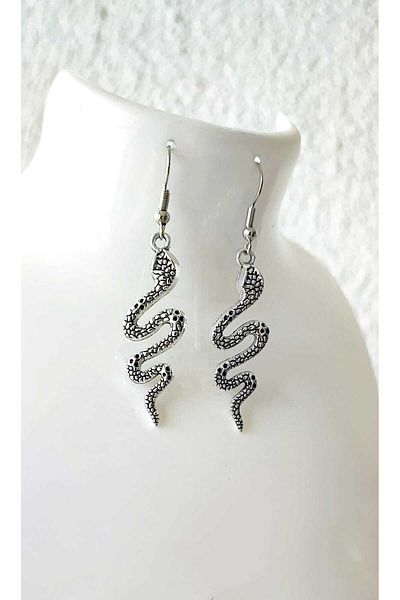 NHOUSE Snake Figure, Embroidered, Retro Earrings (Dangle)