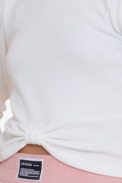 Breeze Дівчача кроп-футболка з довгими рукавами та бантиком, 8-14 років, екрю