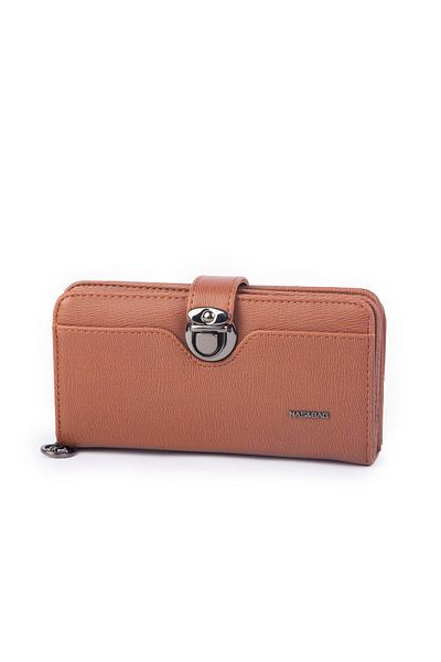 Nas Bag Women's Multi-Card Holder Large Size Clip Wide Wallet Brown Juniper