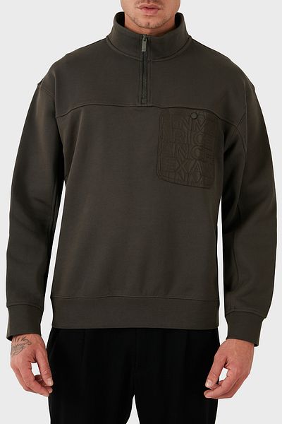 Armani Exchange Men's Sweat - Cotton Blend, Half Zip, Stand Collar, Regular Fit Sweat 6Dzmhl Zj4Xz