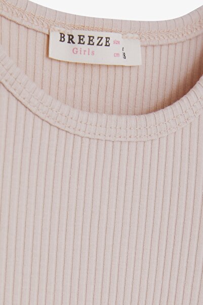 Breeze Μακρυμάνικη μπλούζα για κορίτσια με βολάν 8-14 ετών, μπεζ