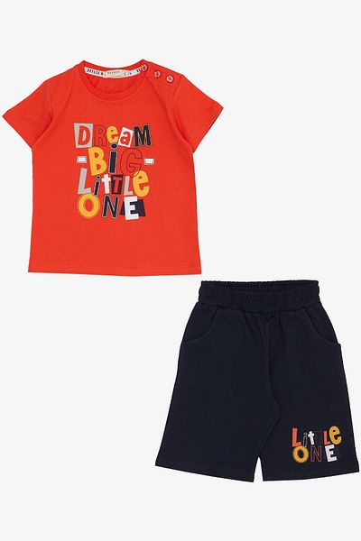 Breeze 1.5-5 Years Old Boy Shorts Set - Text Printed Pomegranate Flower