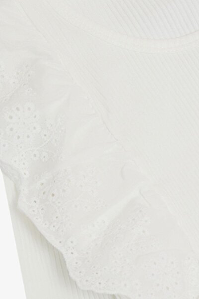 Breeze Μακρυμάνικη μπλούζα για κορίτσια Guipure Floral κεντημένη ηλικία 8-12 ετών, εκρού