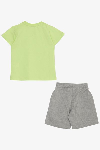 Breeze 1.5-5 Years Boy's Shorts Set - Dinosaur Printed, Cool, Pistachio Green