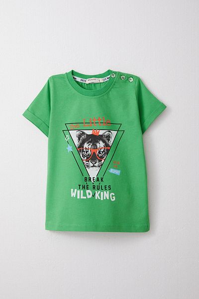 Breeze 1-4 Years Boy Green Shorts Set - King Lion Printed