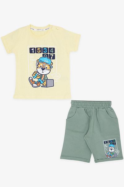 Breeze Girls & Boys Boy Shorts Set Sailor Lion Printed 1-4 Years, Yellow