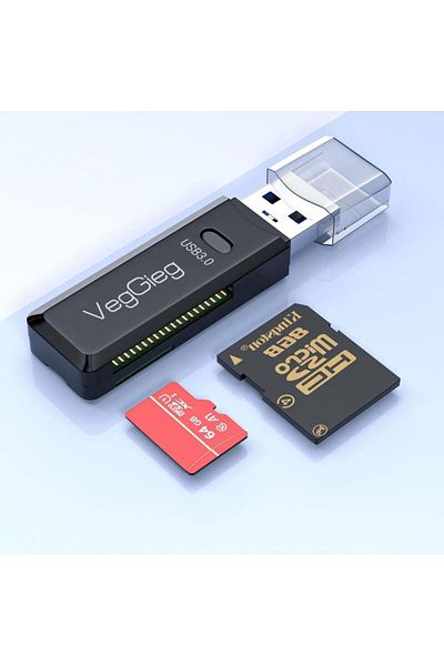 Veggieg Black USB 3.0 Sd and Micro Sd Memory Card Reader