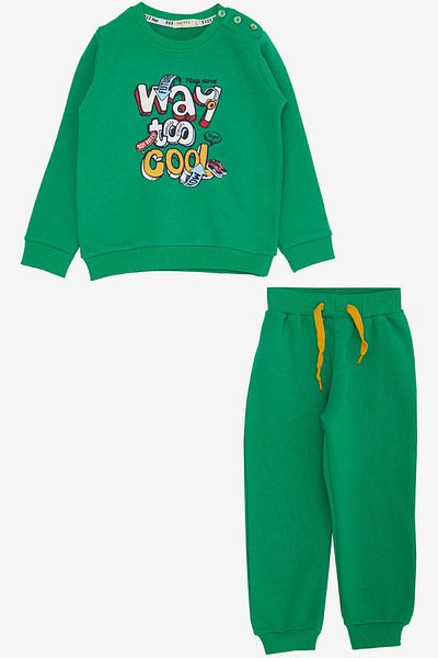 Breeze Boy's Tracksuit Set 3D Text Printed 1.5-5 Years, Dark Green