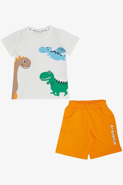 Breeze Boys' Shorts Set Cute Dinosaur Friends Printed 1.5-5 Years Old, White