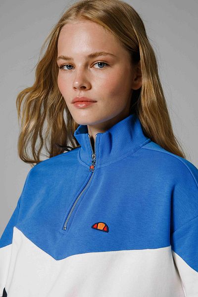 Ellesse Смесен памук Обикновен пот с половин цип и яка със стойка Потник Ef176