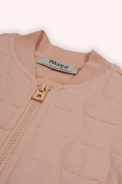 Panço Kız Bebek Kedi Kapitoneli Fermuarlı Somon Sweatshirt
