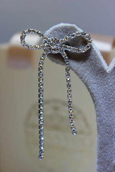 Mach Women's Steel Diamond Stone Bow Earrings