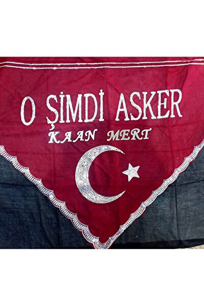 Duru Kişiye Özel Isim Yazılan Kırmızı o şimdi Asker Şalı Kına Örtüsü 100x100 ...