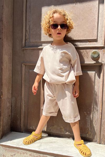 Breeze 3-7 Years Boy Beige Shorts Set - Pocketed