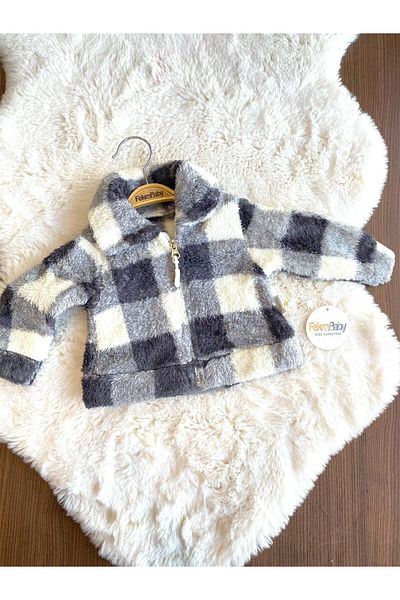 FEKRA BABY Baby Checkered Plush Coat