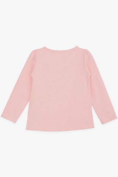 Breeze Tricou roz cu mânecă lungă pentru fetiță de 3-8 ani - fundă cu dantelă