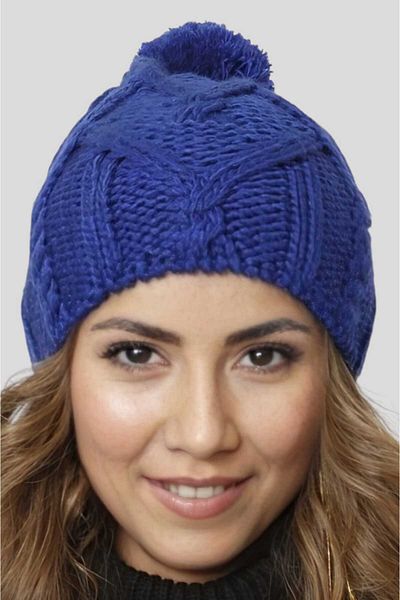 Uniquetrenders Beretă tricotată cu pompon de iarnă pentru femei