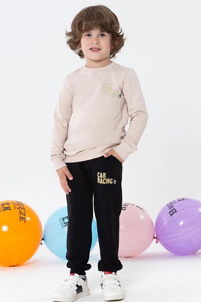 Breeze 2-6 Years Old Boy Tracksuit Set - Racer Cars Printed, Beige