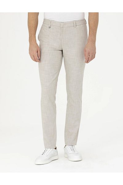 Pierre Cardin Μπεζ Ex. Παντελόνι από ύφασμα Slim Fit