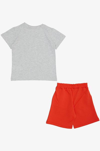 Breeze Boys' Shorts Set Crazy Dinosaur Printed 1.5-5 Years Old, Light Gray Melange