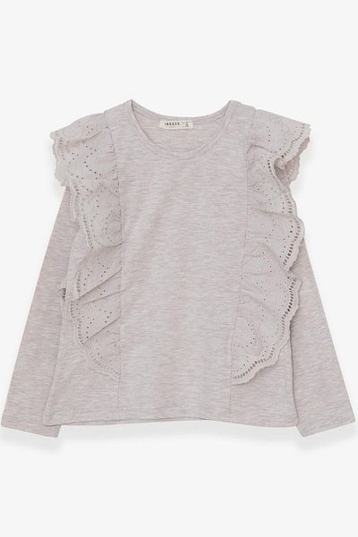 Breeze Μπλούζα για κορίτσια με κορδόνια 5-10 ετών, Beige Melange